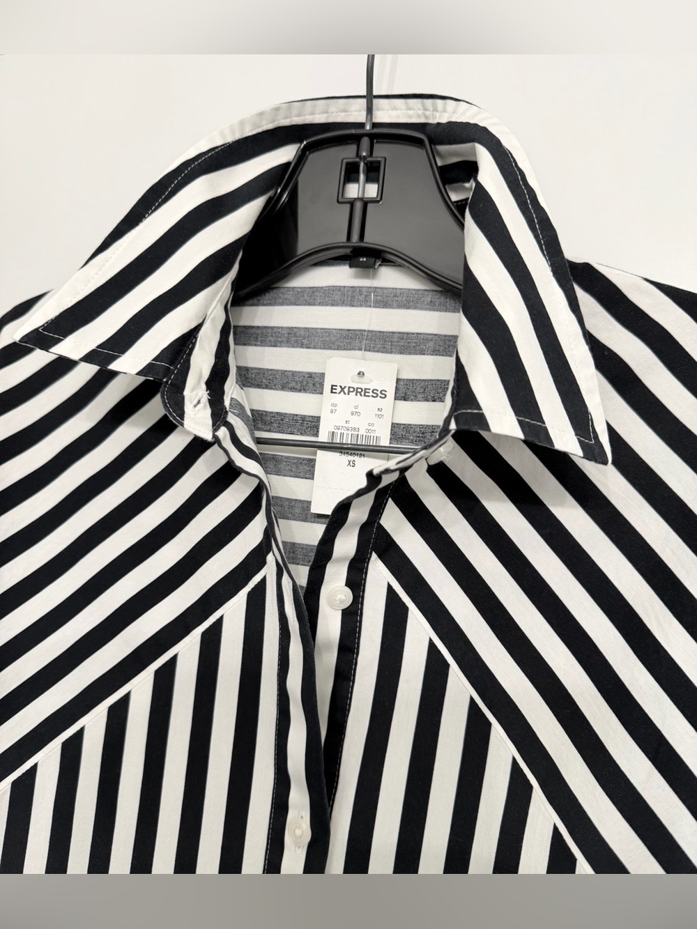 EXPRESS Oversized Black & White Stripe Button-Up Shirt